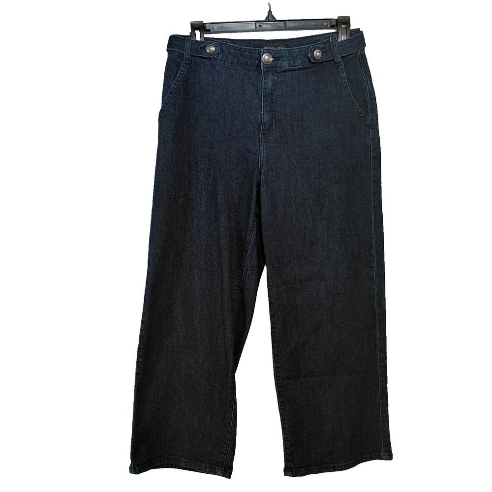 Rachel Zoe Cropped Wide Leg Jeans Women's Sz 6 Dark Wash Denim Mid Rise Stretch